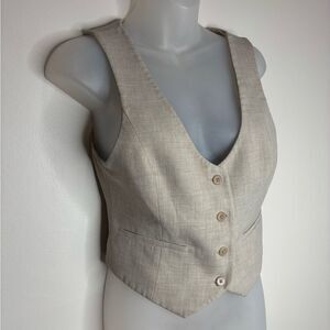 Wilfred size 6 button front vest oatmeal tan office business